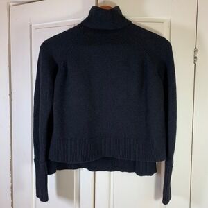 J. Crew Merino Wool Alpaca Blend‎ Turtleneck Sweater XXS Black Knit Top Minimal